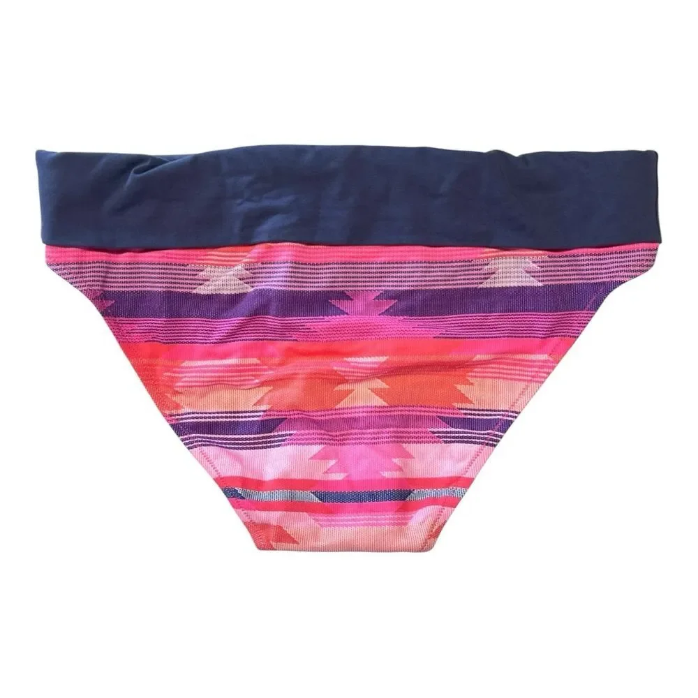 NWT Pez‎ D'Or | Pink Gray Aztec Fold Over Band Maternity Bikini Bottoms S